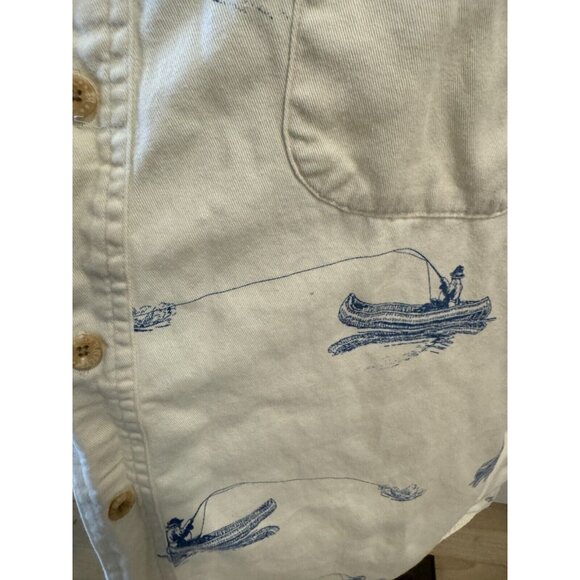 Fishing Mens XL Shirt Barn Fly Authentic Design White Button Up Short Sleeve - Picture 3 of 14